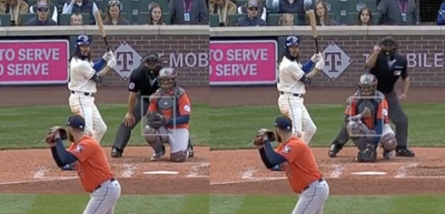 Side-by-side video shows umpire Phil Cuzzi calling an awful balk despite no change in Matt Gage’s delivery