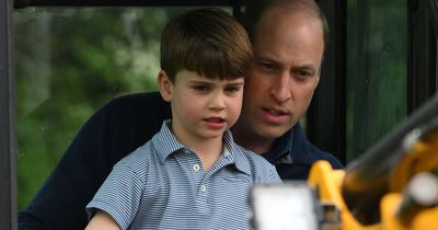 Prince Louis gets stuck into a digger at his first royal engagement after being forced to miss Coronation concert