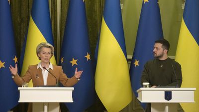 EU chief celebrates Europe Day in Kyiv, as Zelensky vows to destroy 'evil'