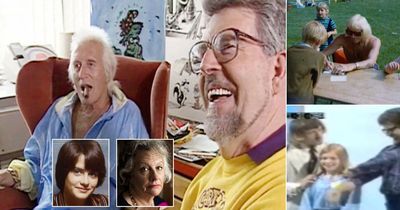 Creepy moment Jimmy Savile and Rolf Harris joke on screen about little girl being 'safe' with them