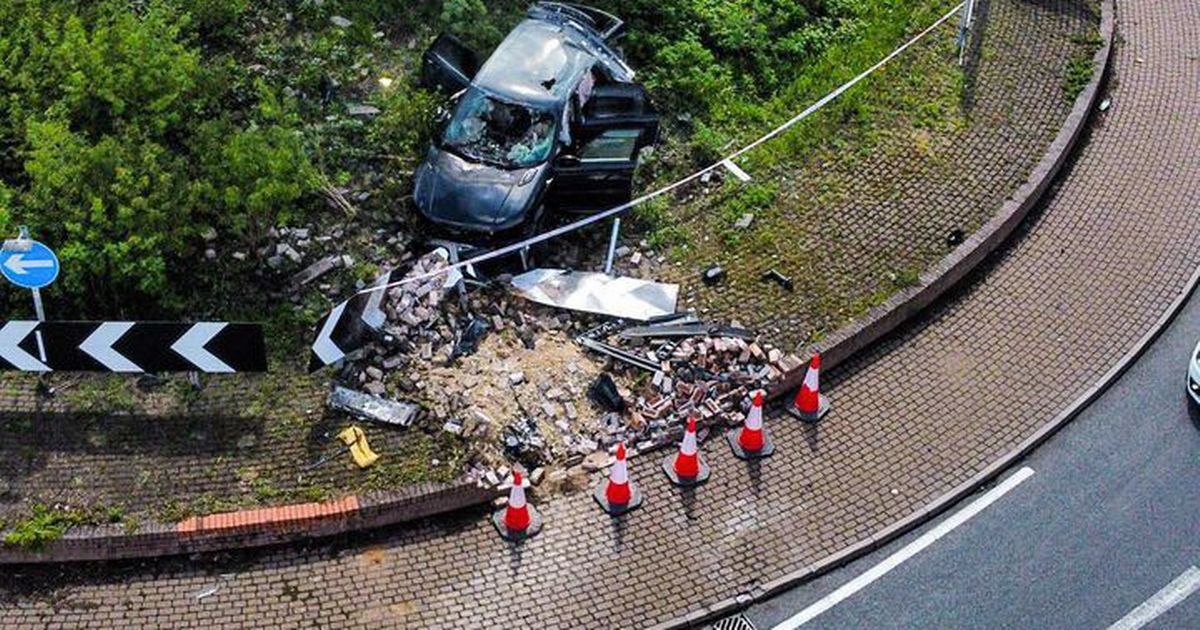 Car catches fire after high speed crash into…