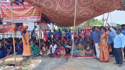 Andhra Pradesh: Employees of United Breweries stage protest against termination of service