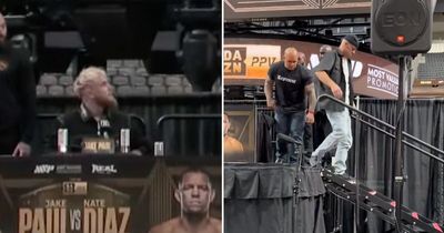 Nate Diaz walks out of Jake Paul press conference to make toilet trip