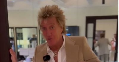 Celtic-daft Rod Stewart gives dressing room tour decorated with Hoops flag