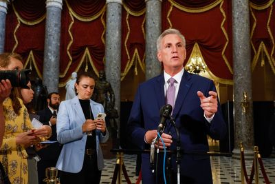 Kevin McCarthy dodges questions about disgraced Republicans George Santos and Donald Trump