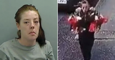 Brazen thief caught stealing flowers from schoolboy's grave breaks down in court as she's jailed