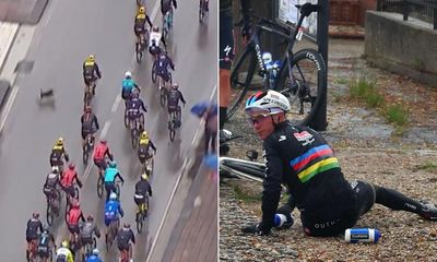 Giro d’Italia: Evenepoel felled by dog before Cavendish slips on day of crashes