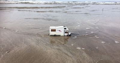 Snaps of campervan stranded at low tide spark concern - but optical illusion fooled viewers