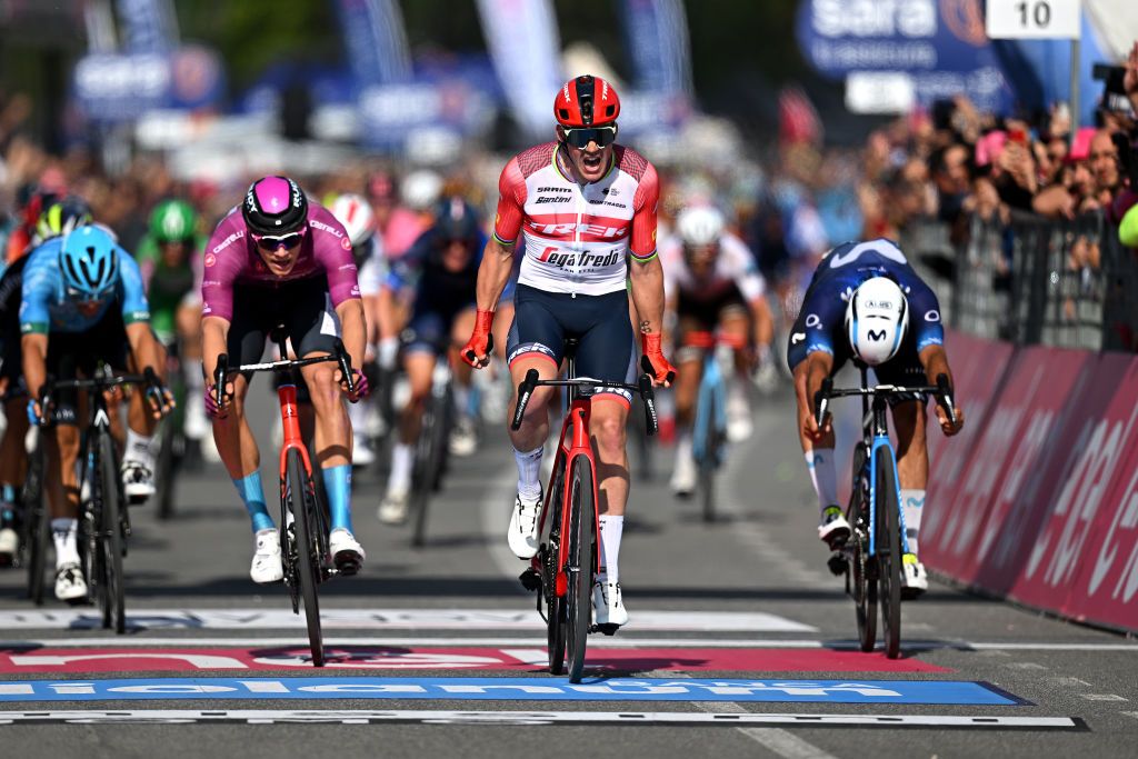 Cycling-Dombrowski wins stage four of Giro, De Marchi takes pink