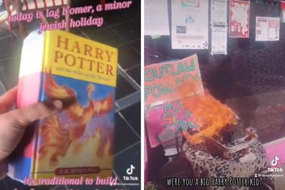 Anarchists BURN Harry Potter book in Glasgow street in JK Rowling protest
