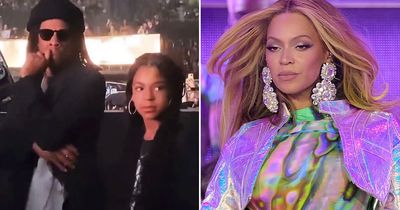 Beyonce's daughter Blue Ivy looks almost identical as she proudly watches concert