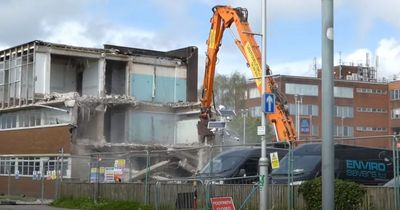 Pictures and video show Bridgend's police station being razed to the ground