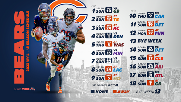 Bears schedule tracker: Full slate released Thursday - Chicago Sun