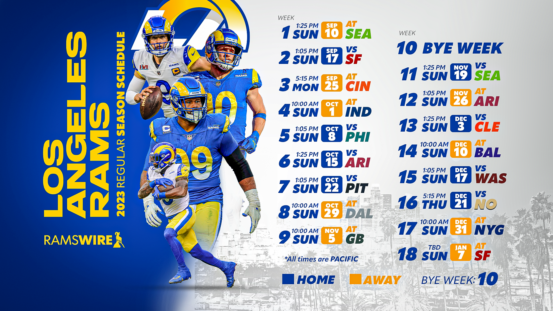 Introducing our 2023 Home Schedule! Watch the @rams dominate from the  @bootsysofistadium suite this season. 💙🏈💛 Email…