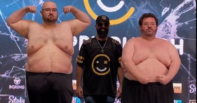 Heavyweight YouTube stars go topless for face-off with combined weight of 800lb