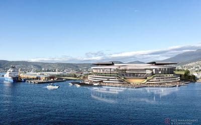 ‘Giant bedpan’: Protesters rally to denounce Hobart’s $715m AFL stadium