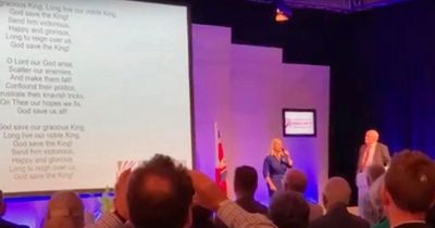 Tory Andrea Jenkyns sings God Save the King at opening of Boris-backing conference