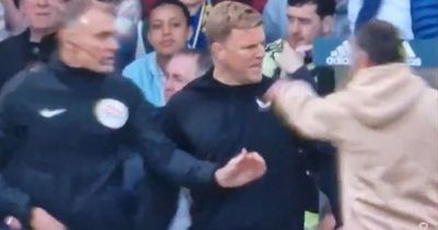 Newcastle United head coach Eddie Howe approached by fan at Elland Road in worrying moment