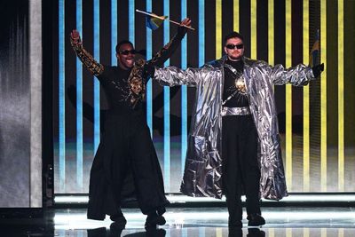 Tvorchi perform before sea of Ukrainian flags at Eurovision grand final