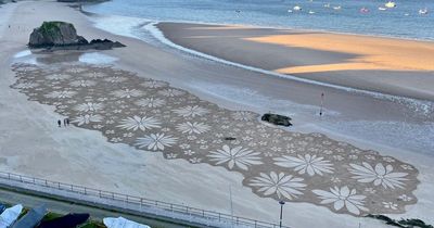 The important reason former rugby player spent the day creating this amazing artwork in Tenby
