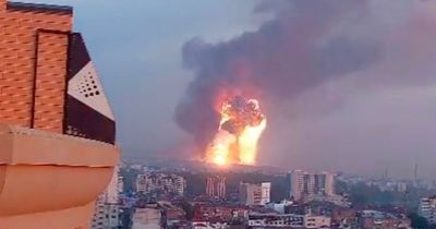 Terrifying moment fireball erupts into mushroom cloud over Ukraine as Russia attacks