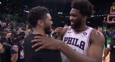 Joel Embiid shared a classy postgame moment with Jayson Tatum and Jaylen Brown after Game 7 loss