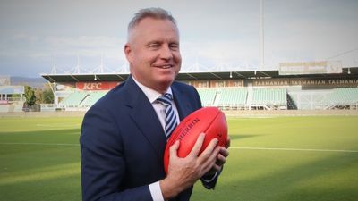 Tasmanian premier Jeremy Rockliff pushes ahead with Hobart AFL stadium despite protest turn out