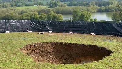 Large hole opens up above HS2 tunnel in Buckinghamshire