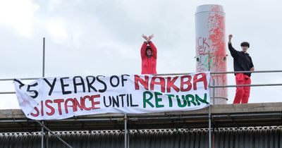 Palestine activists remain in rooftop stand-off on Scotswood Road after 12 hours