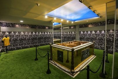 Pele's gilded, turf-lined tomb opens to public in Brazil