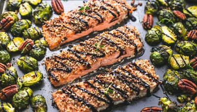 Menu planner: Impress your guests with pecan-crusted salmon with Brussels sprouts