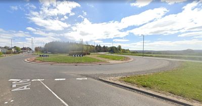 Temporary traffic lights at Ayrshire roundabout for A76 roadworks