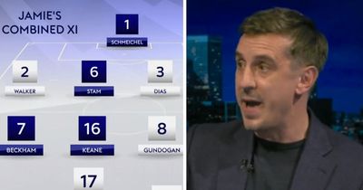 'What about Scholes!?' - Gary Neville and Jamie Carragher clash with combined Man United and Man City team