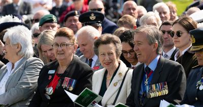 Princess Anne seen smiling as she thanks National Service veterans in emotional service