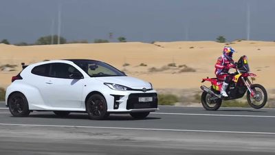 See Toyota GR Supra, GR Yaris Face Off Against Rally Bike In Drag Races