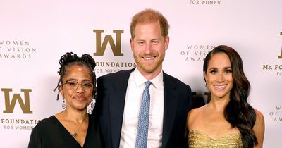 Meghan Markle stuns in gold gown alongside mum and Prince Harry at Women of Vision award