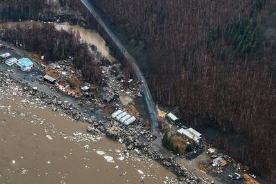 Surging Alaska rivers leave behind huge chunks of ice, damaged homes