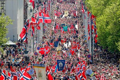 Norway's ailing king celebrates Constitution Day as thousands of flag-waving children cheer