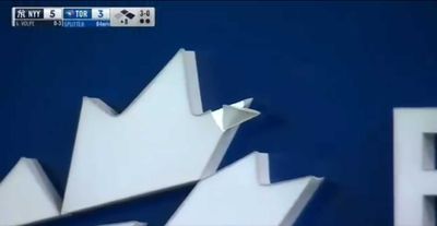 Aaron Judge broke a Blue Jays maple leaf sign with a mammoth 448-foot home run