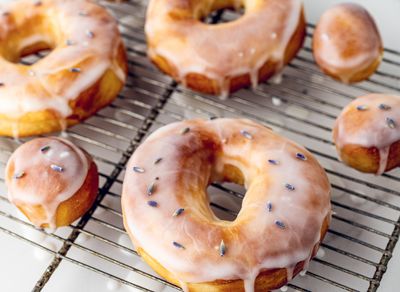 Air fryer lemon-lavender doughnuts