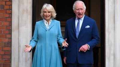 Queen Camilla’s sky blue outfit for first joint post-coronation engagement features sweet nods to two of King Charles' favorite women