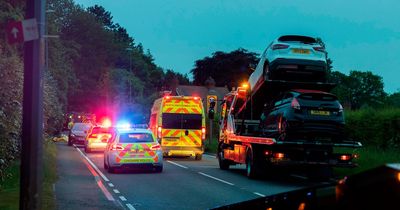 Road closed after person trapped in car after three vehicle crash