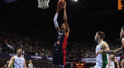 Kylian Mbappé standing next to Victor Wembanyama showed how tall the future NBA star really is