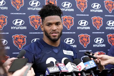 Bears rookie RB Roschon Johnson was spotted in Bears sweatshirt last year