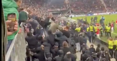 Astonishing video shows West Ham VIPs targeted by hooded Alkmaar thugs as Euro glory night descends into mayhem