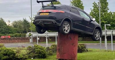 Stolen car's balancing act in Annan sparks police investigation