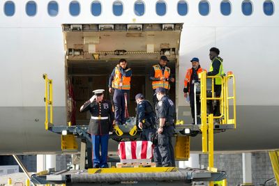 Remains of Marine veteran killed in Ukraine flown home to US