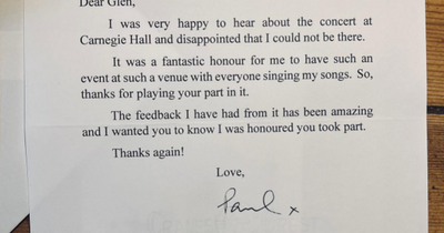 Glen Hansard receives Paul McCartney autograph months after tribute concert