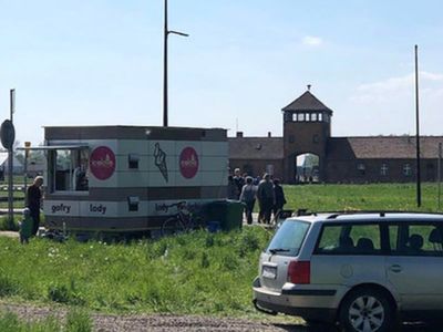 Ice cream van sparks outrage after setting up outside Auschwitz