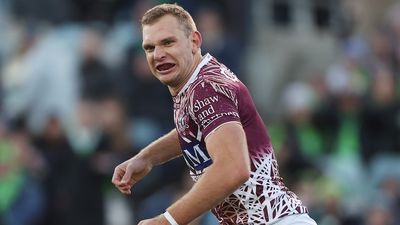 Tom Trbojevic firms for NSW State of Origin selection with hat-trick in Sea Eagles' 42-14 NRL win over Raiders